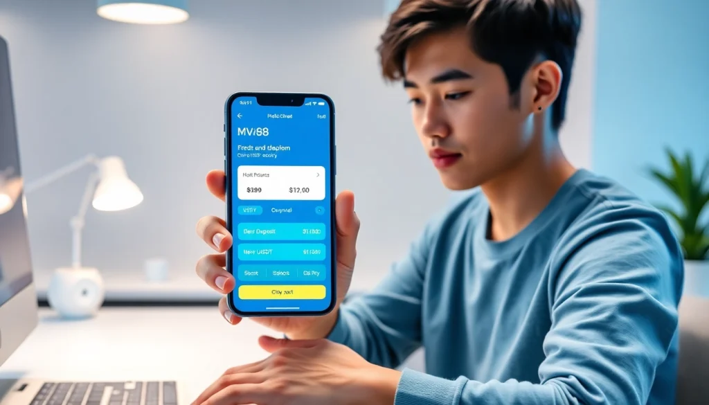 MV88 app interface showcasing secure USDT transactions and user interaction.