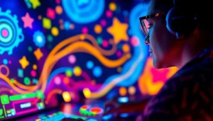 Masuk ke hakim4d login game dengan antarmuka digital yang energik dan penuh warna.