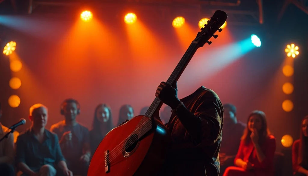 Experience the vibrant kora live performance with engaging musicians and a lively audience.