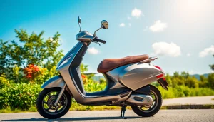 Roller 50ccm kaufen – modernes Modell vor grünem Hintergrund.