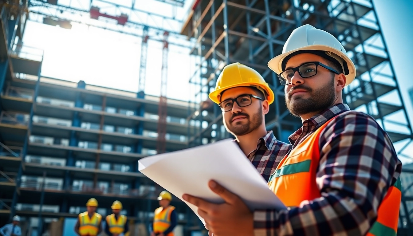 Skilled Manhattan General Contractor leading a construction project with blueprints in hand.