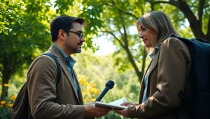 Engaging interview scene at https://www.unsustainablemagazine.com focused on sustainability discussions.