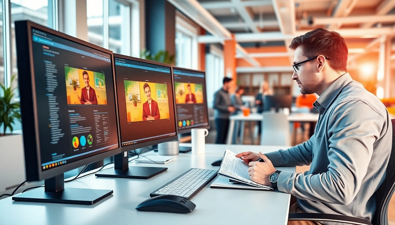 IT Helpdesk Solutions depicted in a modern office environment highlighting collaboration and productivity.