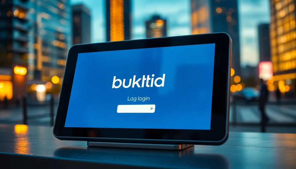 Masukkan bukti4d login di tampilan digital modern dengan latar belakang kota.