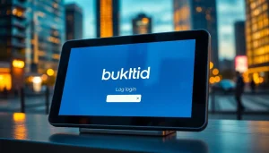 Masukkan bukti4d login di tampilan digital modern dengan latar belakang kota.