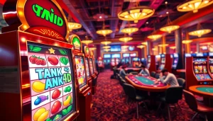 Menampilkan link tank4d toto slot dengan mesin slot berwarna cerah dan suasana kasino yang ramai.