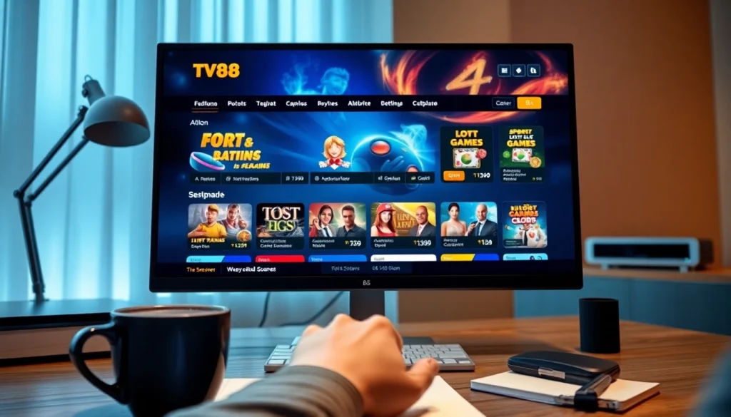 Engaging TV88 online gaming platform interface showcasing diverse game options and user-friendly design.