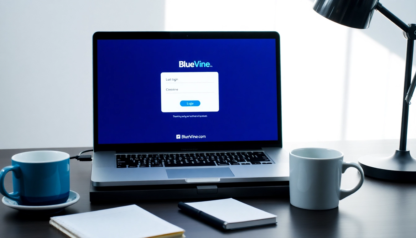 Access the BlueVine login page safely with clear visual guidelines in a professional setting.