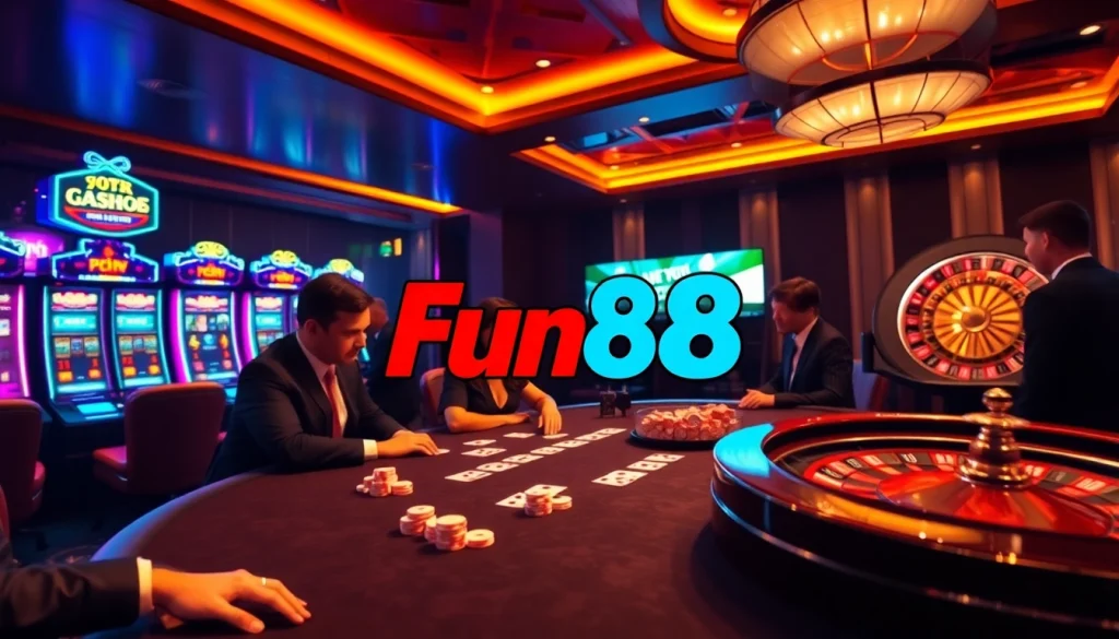 Experience the thrill of Fun88 with vibrant poker tables and immersive casino gaming.