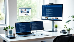 Professional workspace for thiết kế web showcasing modern technology and design tools.