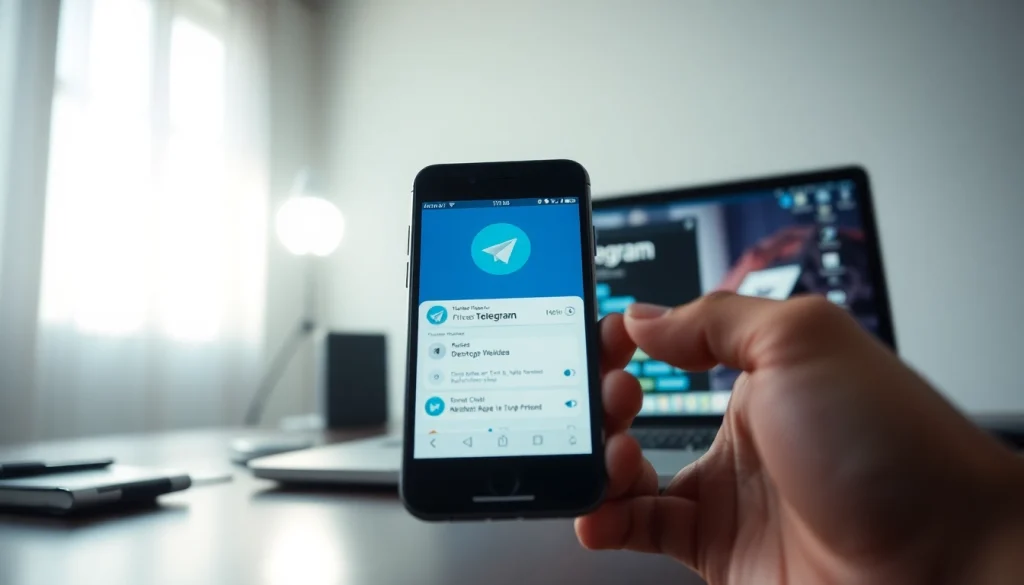 电报下载 shown on a smartphone, inviting users to experience fast, secure messaging.