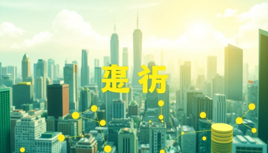 카드깡과 관련된 금융 거래를 표현한 이미지, 도시 배경 포함