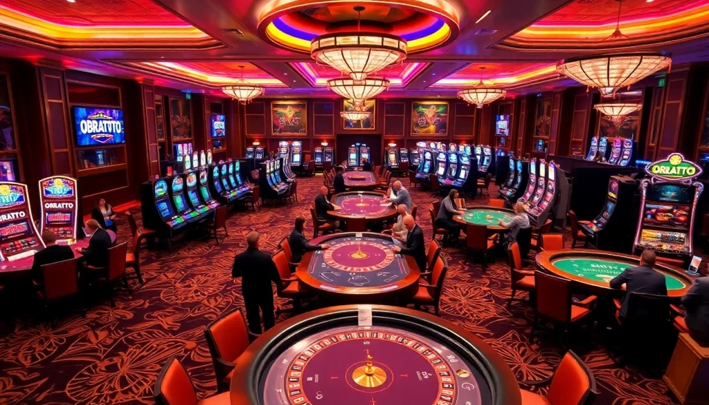 Experience the thrill of OBRALTOTO with vibrant casino gaming tables and engaging players.