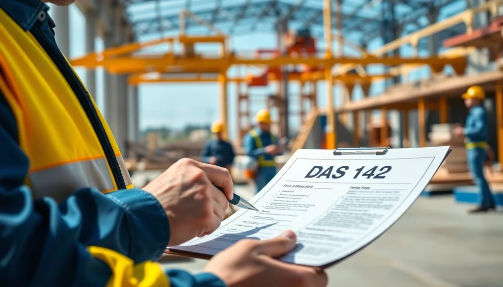 Fill out the DAS 142 form at a construction site showing active apprentices and a contractor.