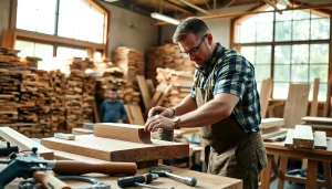 Carpentry Apprenticeship Near Me showcasing a skilled carpenter in a vibrant woodshop.