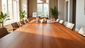 Setting a beautiful extension table for a gathering with elegant decor.