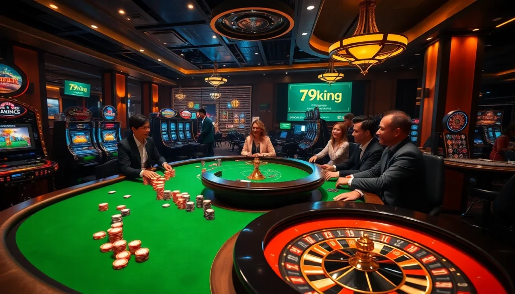 Experience the thrill of betting at 79king with vibrant casino tables and excited players.