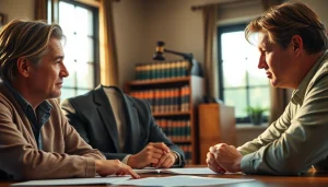 Consulting agriculture lawyer provides expert legal advice in a professional office