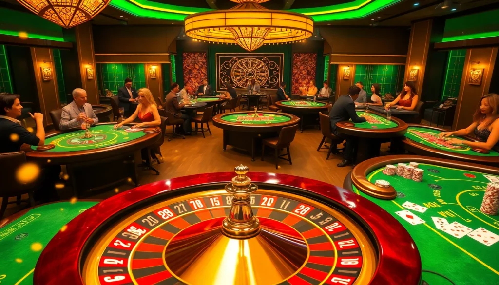 Experience the excitement of k88 in a vibrant casino scene with roulette, poker, and thrilling gameplay.