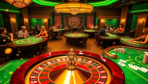 Experience the excitement of k88 in a vibrant casino scene with roulette, poker, and thrilling gameplay.