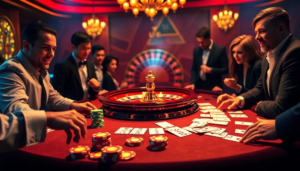 Players enjoying the thrilling Superbet online casino experience with vibrant poker chips and cards.