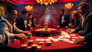 Players enjoying the thrilling Superbet online casino experience with vibrant poker chips and cards.