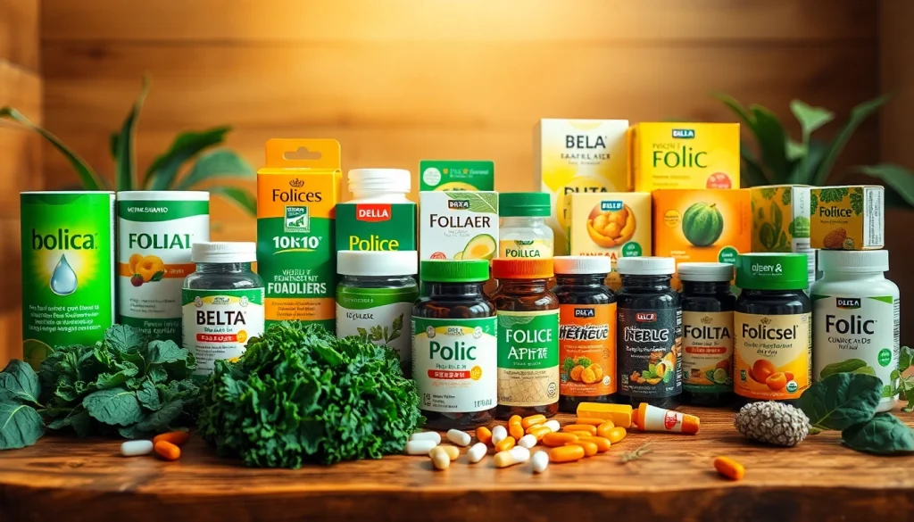 妊娠におすすめの葉酸サプリの紹介。鮮やかなパッケージと新鮮な緑の野菜を映した画像。