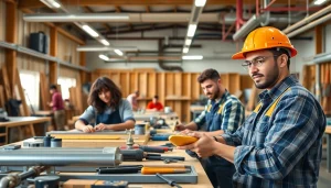 Students learning at hawaii trade schools with tools in an engaging workshop environment.