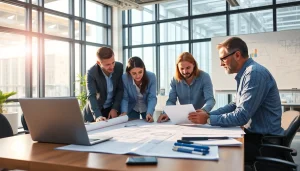 Collaborative team discussing das 140 project strategies in a modern office.