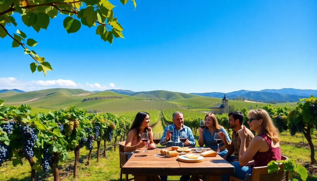 Tasting experience at wineries in Clarksburg showcasing vineyards, wine, and food.
