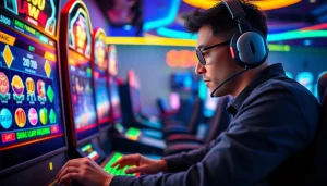 Menampilkan pengalaman slot depo 1000 dengan gamer terampil di lingkungan permainan modern.