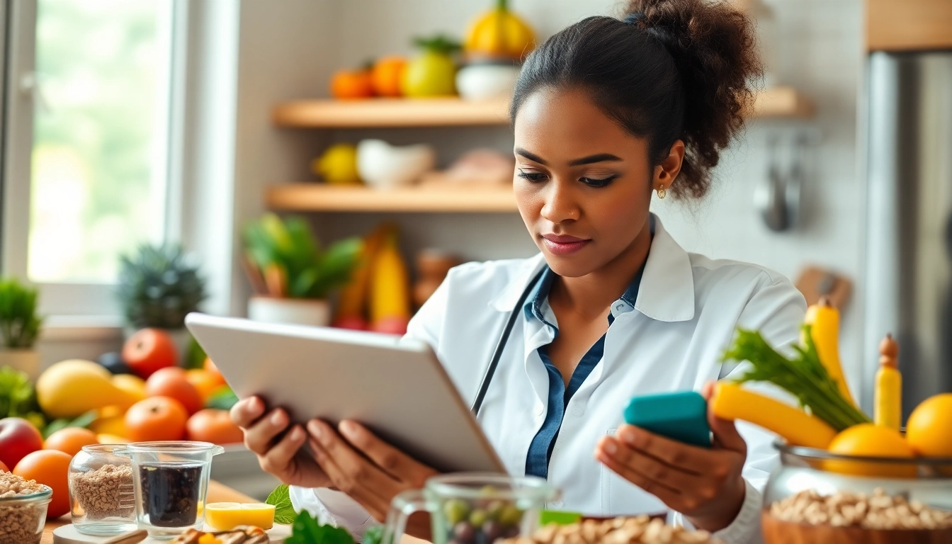 Calculate your daily needs with a calorie calculator in a bright kitchen setup.
