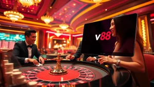 Experience the excitement of online gambling with vn88 at a luxurious casino table.