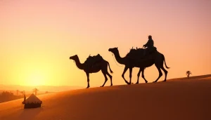 Marrakech camel ride and quad biking at sunset in the Agafay Desert, capturing adventure and cultural essence.