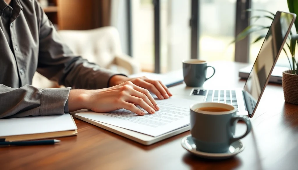 Crafting an effective Cover Letter at a desk, showcasing professionalism and focus.