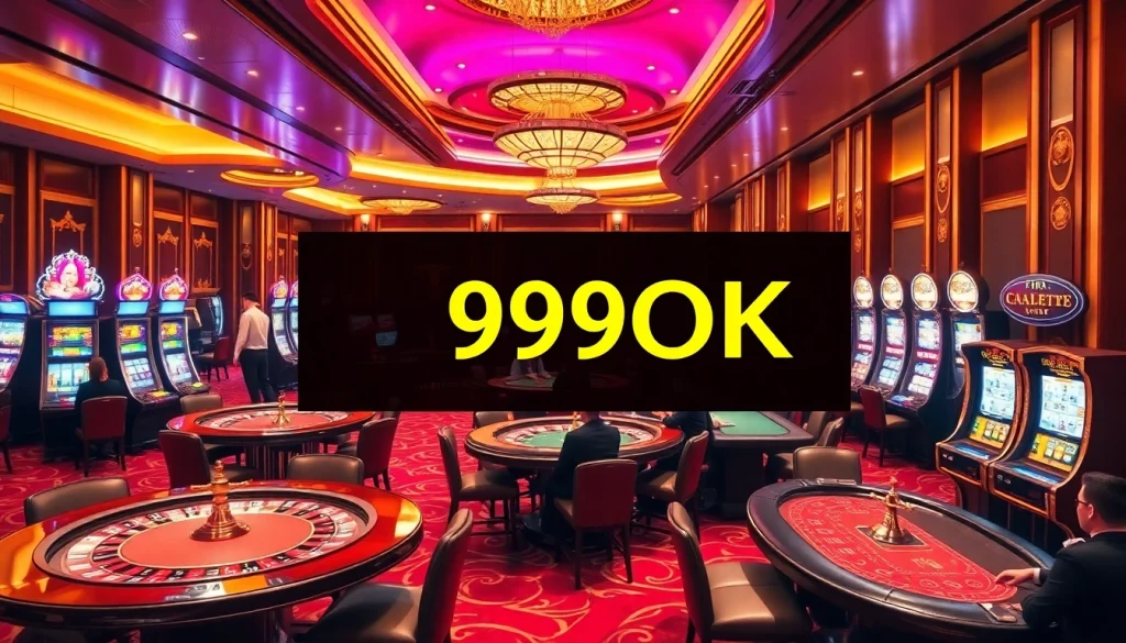 Exciting casino action at 99OK with poker, roulette, and slot machines featured.