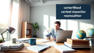 Traducteur espagnol assermenté travaillant dans un bureau moderne