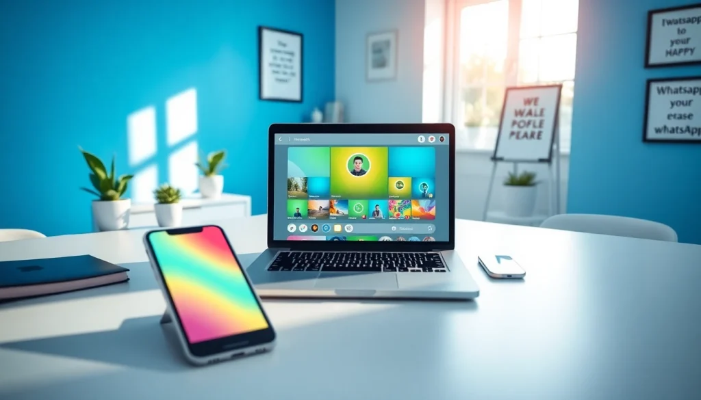 Creating an eye-catching whatsapp profile photo in a modern digital workspace.