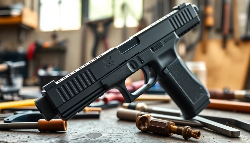 Assembling a polymer 80 glock 17​ with detailed focus on the frame's unique features and texture.