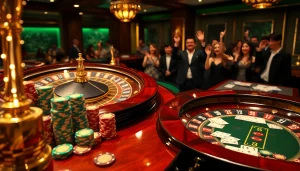 Engage in winning moments at XX88 with vibrant poker chips and a roulette wheel in action.