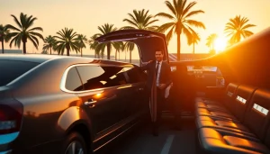 World Cup Group Transportation in a luxury limousine at LAX with excited passengers arriving for the event.