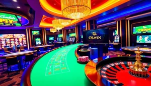 Okwin showcases an exciting online casino environment with dynamic games and vibrant casino tables.