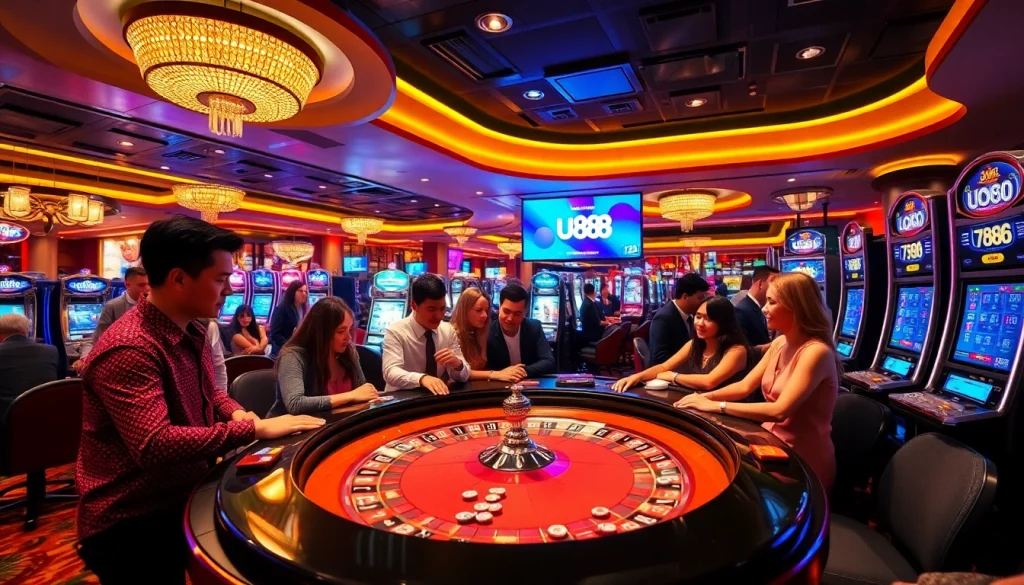 Experience exhilarating gameplay at U888 love casino with vibrant tables and excited players.
