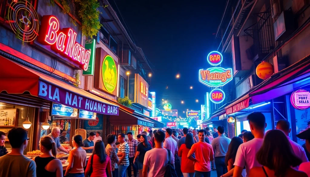 Experience the vibrant Da Nang nightlife 다낭밤문화 with colorful streets and lively crowds at night.