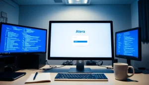 Atera login interface displayed on a computer screen in a secure IT workspace.