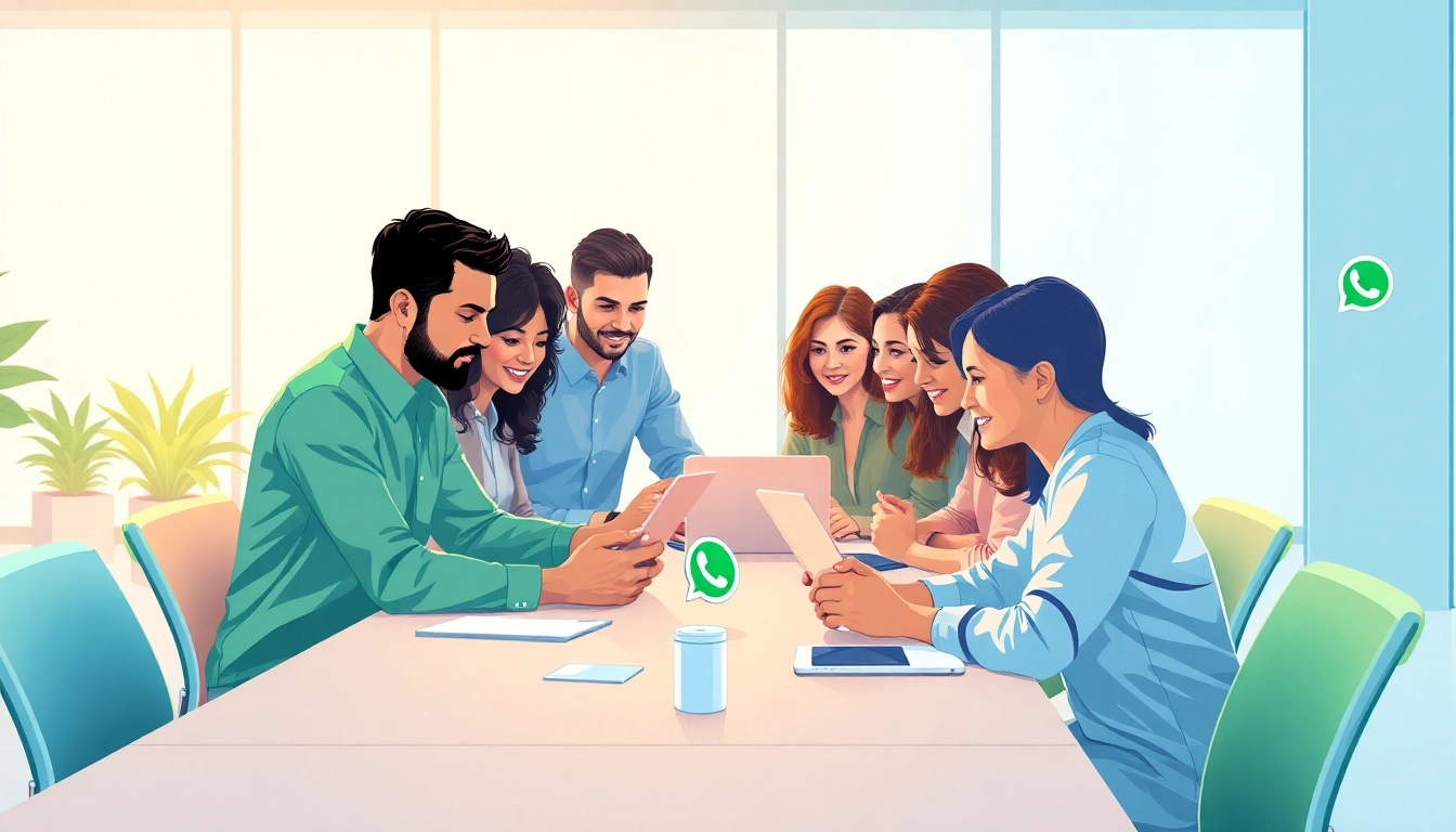 Explore What is a CRM for WhatsApp in a professional teamwork setting with engaging technology.