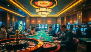 Người chơi háo hức tham gia các trò chơi cược cao tại casino Bet VIP, thể hiện sự hứng khởi của roulette và poker.
