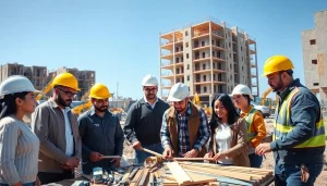 Construction apprenticeships carolinas showcasing diverse individuals collaborating on a building site.