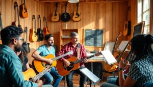 Join guitar lessons at https://guitarlessons.co.uk with an engaging instructor in a sunny studio.