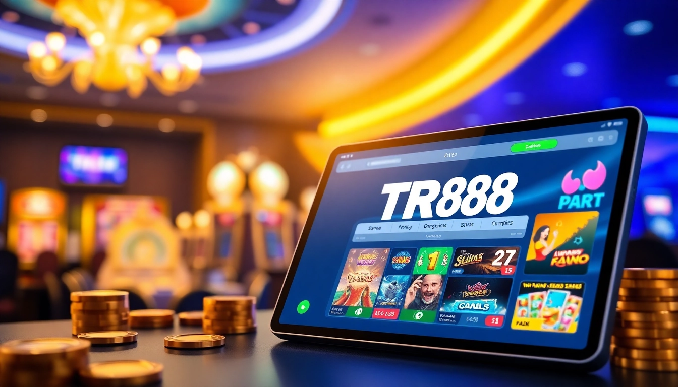 Exciting TR88 online casino interface showcasing games and rewards